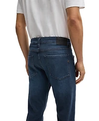 Boss by Hugo Boss Men's Blue Knitted Stretch Denim Slim-Fit Jeans