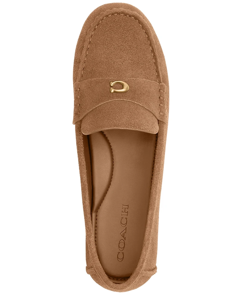 Coach Women's Sculpted C Round Toe Suede Driver Loafers