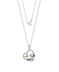 Macy's Cubic Zirconia Peanuts Heart Pendant Necklace in Sterling Silver