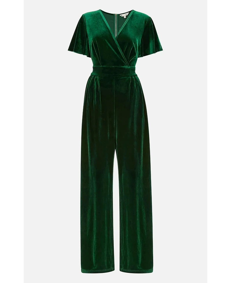 Yumi Women's Angel Sleeve Velvet Jumpsuit