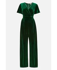 Yumi Women's Angel Sleeve Velvet Jumpsuit