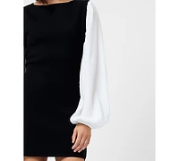 French Connection Women's Mixed Media Round Neck Mini Dress
