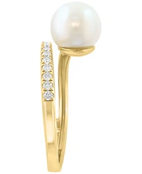 Effy Collection Freshwater Pearl (8mm) and Diamond Ring (1-1/2 ct. t.w.) in 14K Yellow Gold