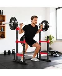 Soozier Adjustable Squat Rack, 660lbs Heavy Duty Barbell Rack,