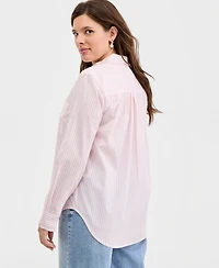 On 34th Women's Woven Striped Button-Down Shirt, Macy's Exclusive
