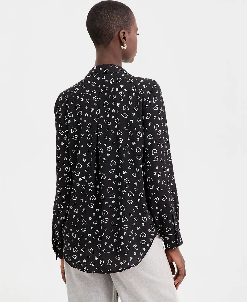 On 34th Women's Woven Open-Heart Button-Down Shirt, Macy's Exclusive