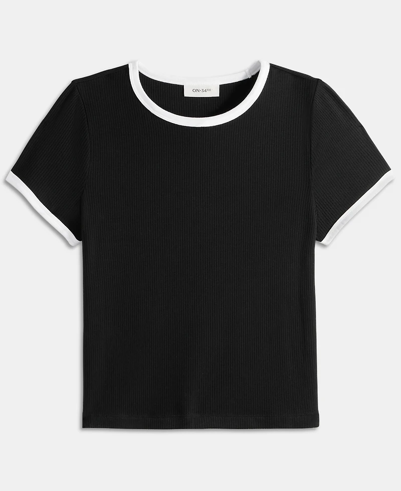 On 34th Women's Knit Short-Sleeve Trim Top, Macy's Exclusive