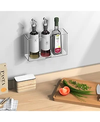 3 Pack Acrylic Cabinet Door Organizer, Kitchen Storage for Tupperware Lid, Wall Mounted Clear Bins for Pantry, Rv, Heavy Duty Slim Basket