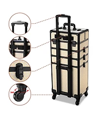 Byootique Rolling Makeup Train Case on Wheels 4in1 Cosmetology Art Deco Pastel