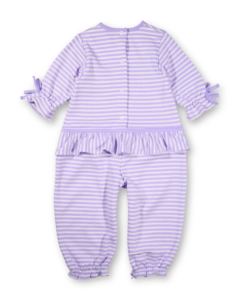 Florence Eiseman Baby Girls Stripe Knit Longall With Heart Flowers