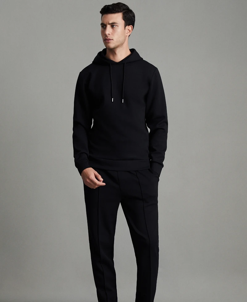 Reiss Men's Interlock Jersey Drawstring Hoodie