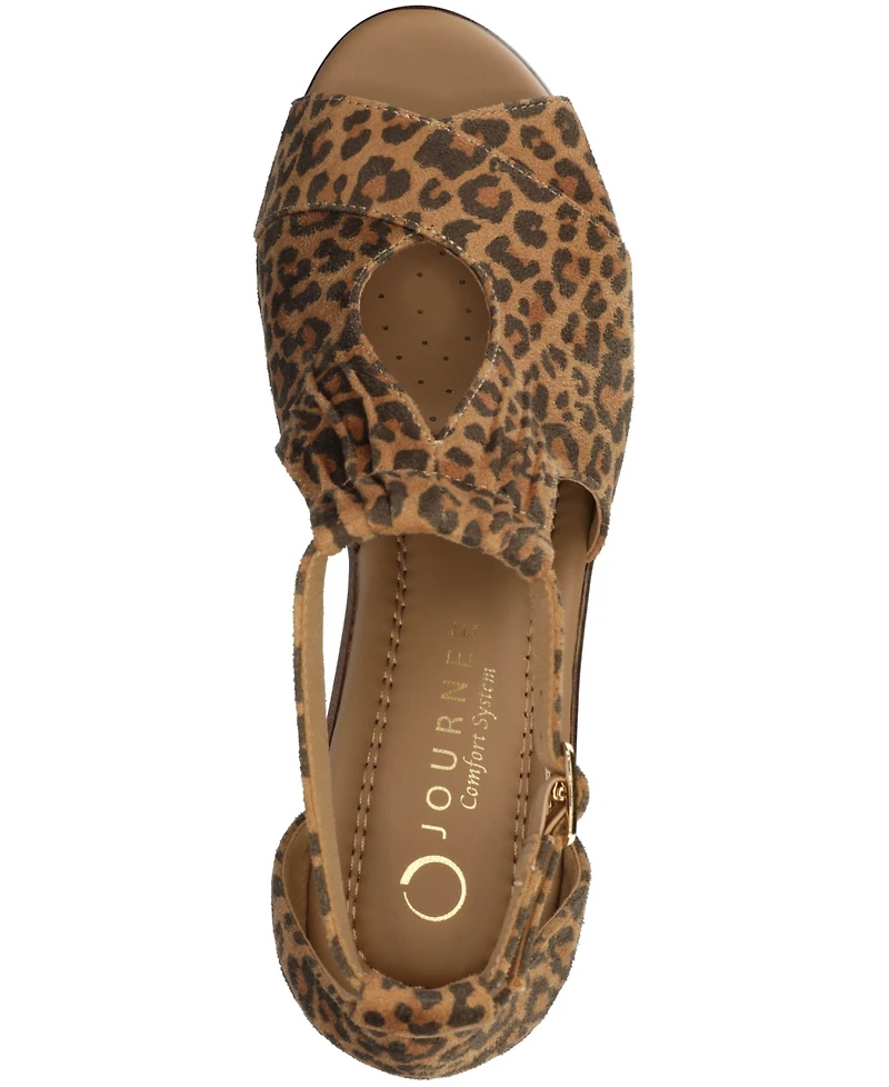 Journee Collection Womens Kedzie Medium and Wide Width Comfort System Peep Toe Wedge Sandals