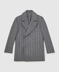 Reiss Men's Wool-Blend Chalk-Stripe Pea Coat