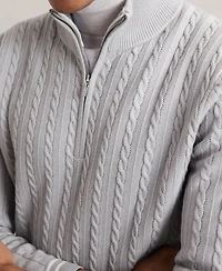 Reiss Men's Half-Zip Cable-Knit Wool Sweater