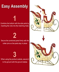 Puleo International 32" Pre-Lit Outdoor Sleigh Christmas Holiday Decor