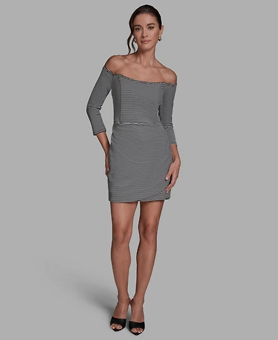 Bcbg Women's Stripe Ottoman Off Shoulder Sheath Dress