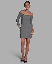 Bcbg Women's Stripe Ottoman Off Shoulder Sheath Dress