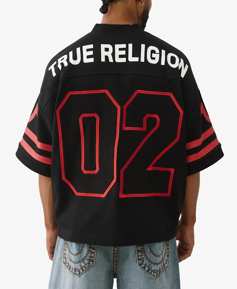 True Religion Men's V-neck Football Knit Jersey T-shirt