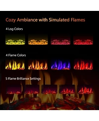 Cowsar 16" Freestanding Electric Fireplace Heater , Realistic Flame, Overheat Protection, Cathedral Design for Indoor Use, Black