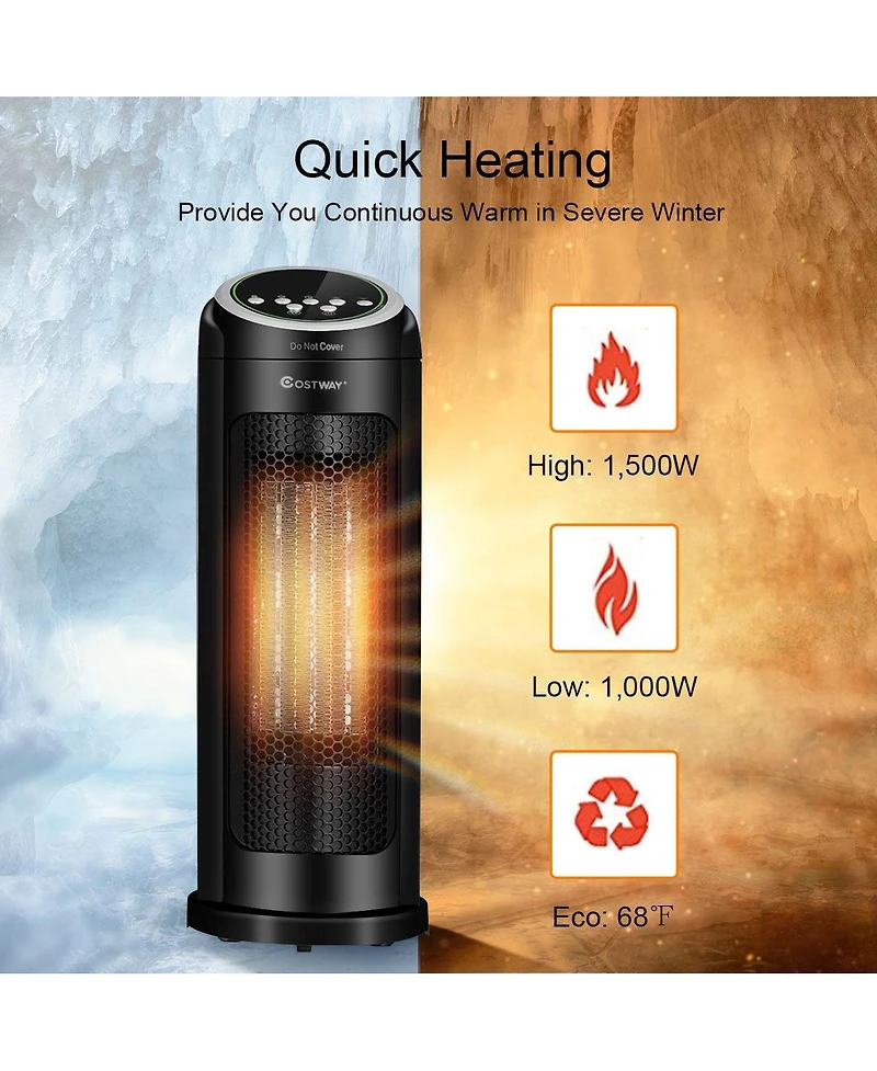 Sugift 1500 W Led Portable Oscillating Ptc Ceramic Space Heater.