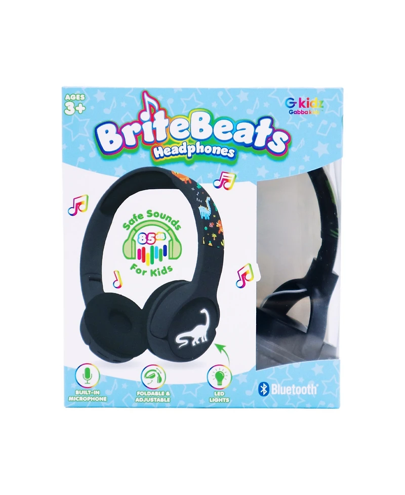 GabbaGoods BriteBeats Kids Volume Limiting Bluetooth Headphones with Led EarCaps