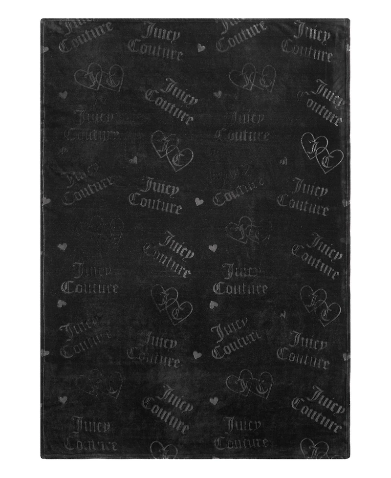 Juicy Couture Embossed Interlocking Hearts Throw, 50"x70"