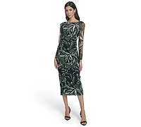Vince Camuto Women's Printed Long-Sleeve Dress
