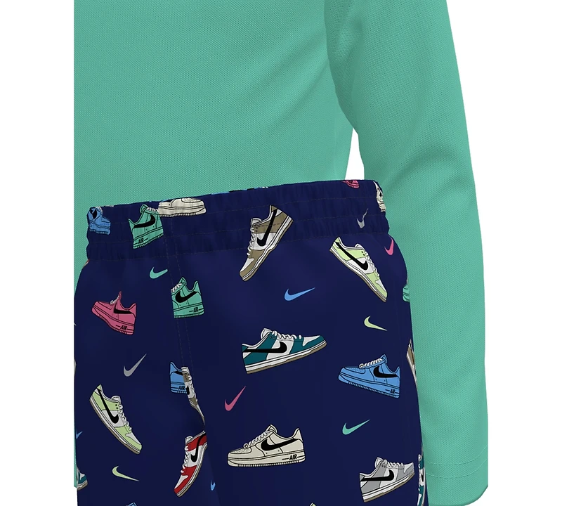 Nike Boys 4-7 Multi Sneaker Rash Guard Top and Swim Shorts, 2-Piece Set
