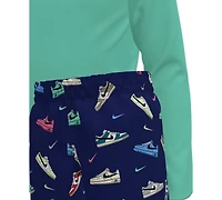 Nike Boys 4-7 Multi Sneaker Rash Guard Top and Swim Shorts, 2-Piece Set