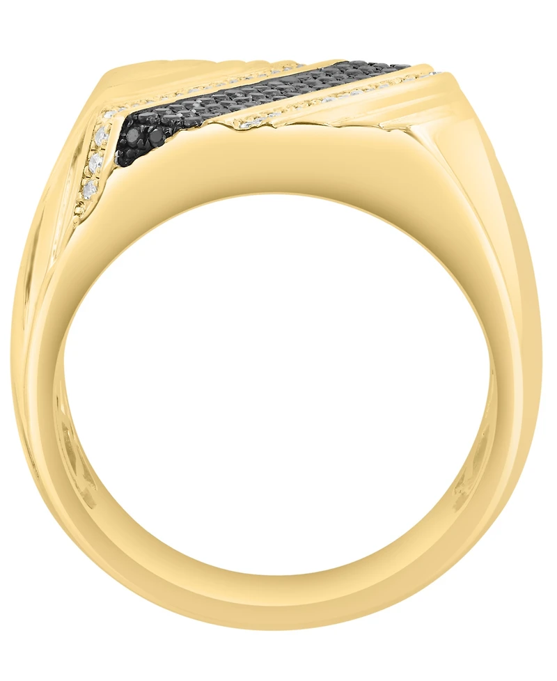 Effy Collection Men's Diamond (3/8 ct. t.w.) Ring in Gold over Silver