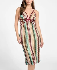 Guess Women's Crochet Halter Neck Midi Dress
