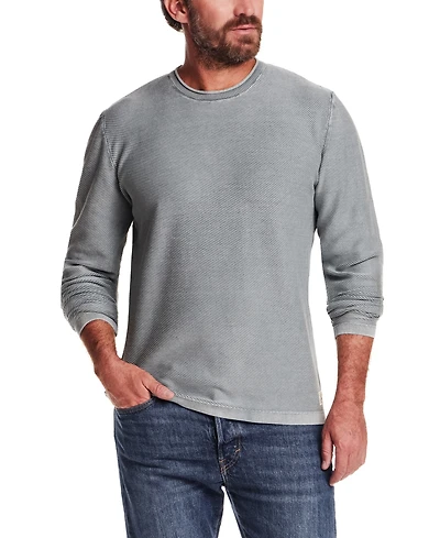 Weatherproof Vintage Men's Long Sleeve Crewneck Twill Stonewash Sweater