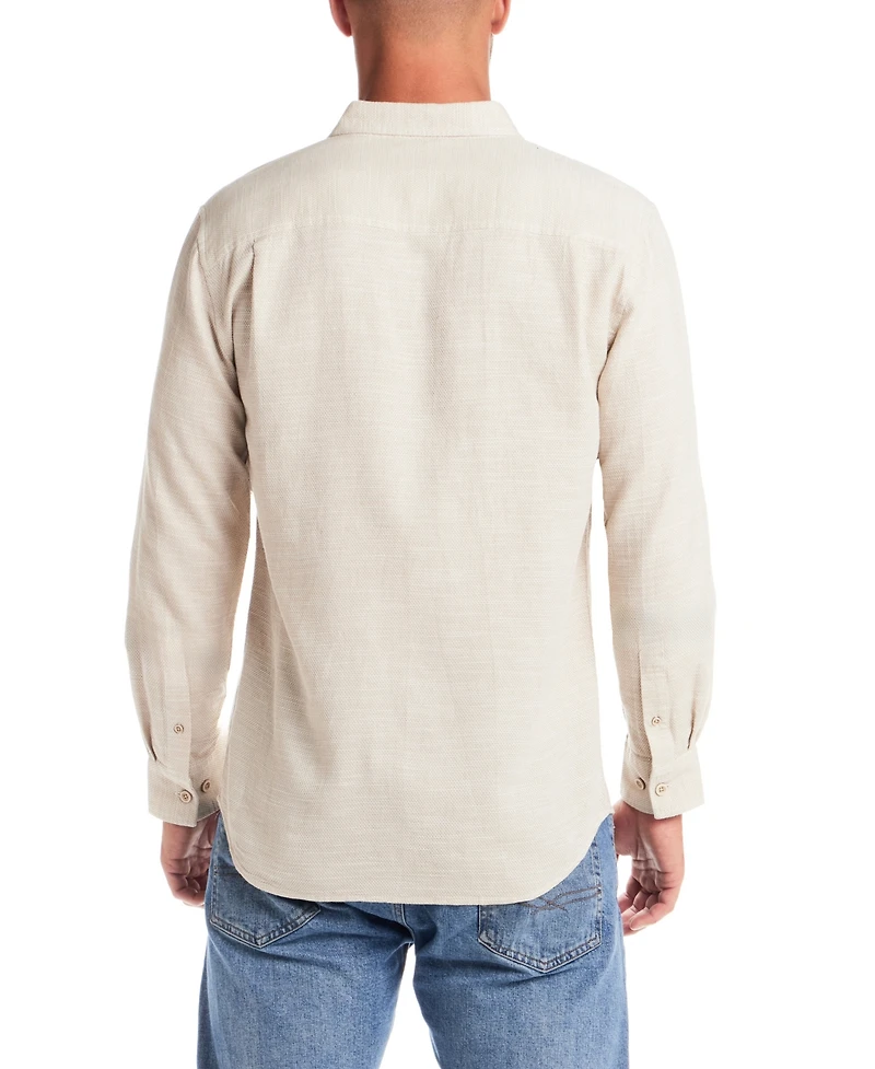 Weatherproof Vintage Men's Long Sleeve Cotton Slub Pebble Dobby Shirt
