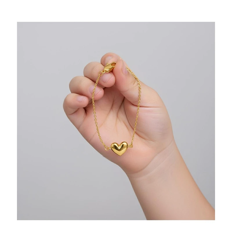 GiGiGirl Minimalist Heart Charm Extended Chain Bracelet White Gold Plated, 14K or 18K Rose Plated