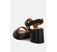 Urla Eyelet Detail Platform Heel Sandals Women