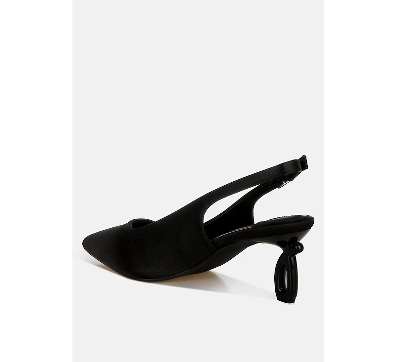 Vinca Satin Pointed Toe Slingbacks
