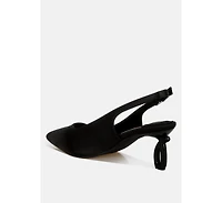 Vinca Satin Pointed Toe Slingbacks
