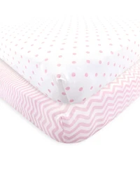 Luvable Friends Fitted Knit Crib Sheet, 2-Pack