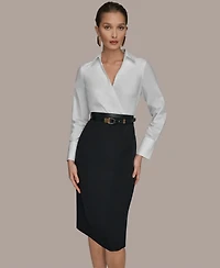 Donna Karan New York Petite Collared Midi Sheath Dress