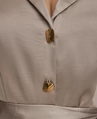 Donna Karan New York Plus Satin Collared Jumpsuit