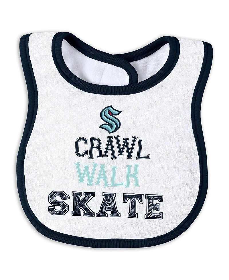 Wear by Erin Andrews Baby Boys and Girls 2-Piece Seattle Kraken Sleep Play Sleeper Set with Bib