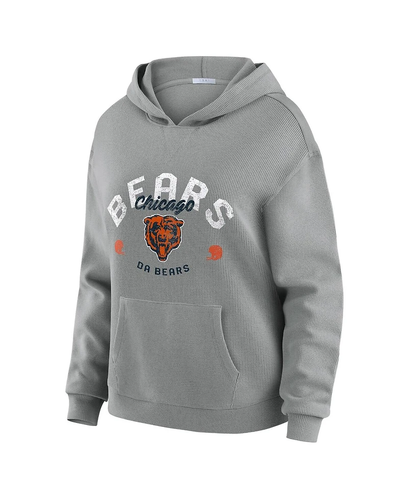 Wear by Erin Andrews Women's 2-Piece Gray Chicago Bears Waffle-Knit Long-Sleeve Hoodie and Lounge Pant Set