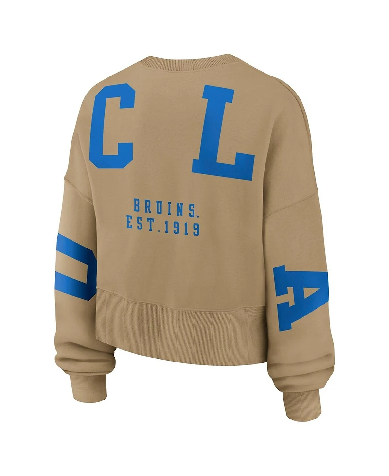 Jordan Women's Tan Ucla Bruins Oversized Phoenix 2-Hit Pullover Sweatshirt