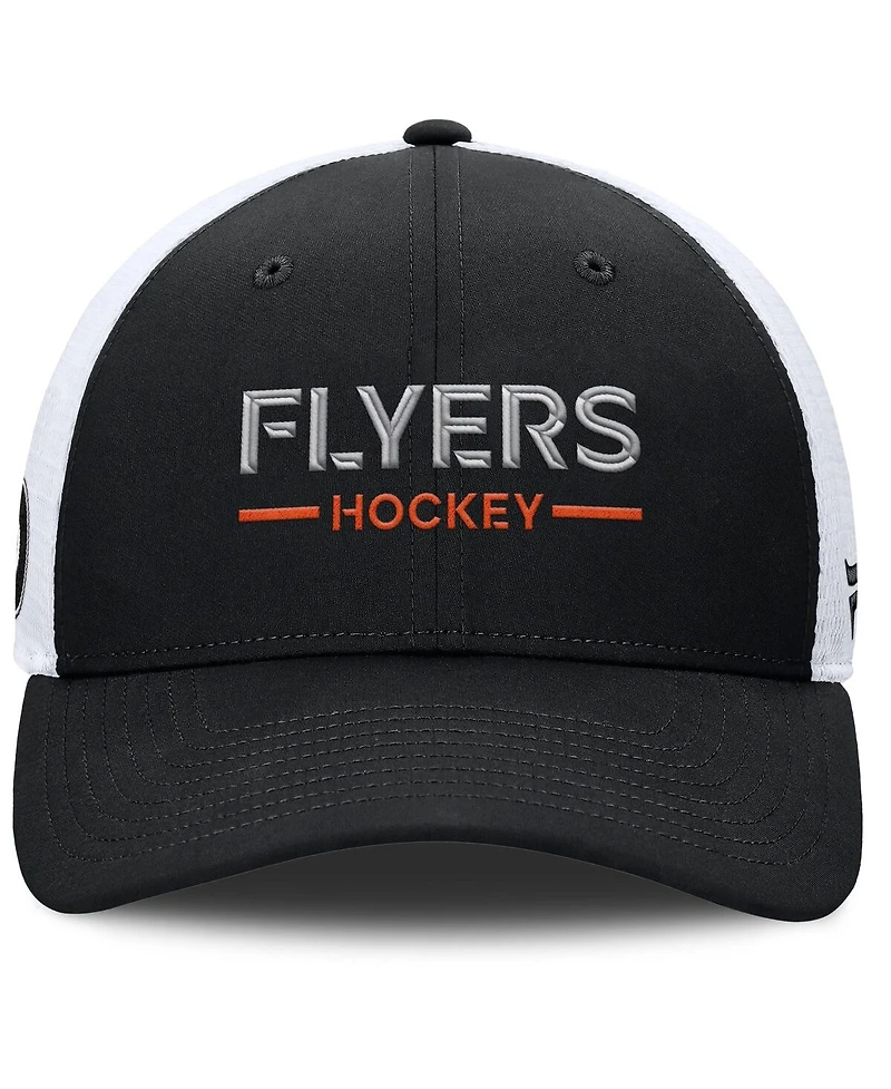 Fanatics Men's Black/White Philadelphia Flyers Authentic Pro Rink Lockup Adjustable Trucker Hat