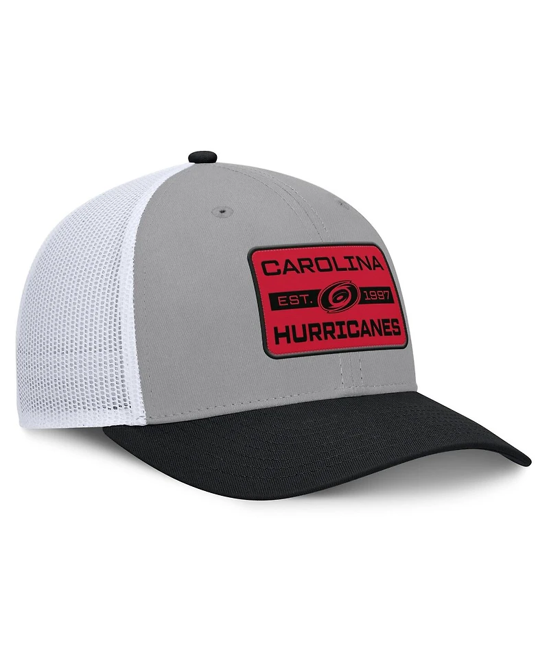 Fanatics Men's Gray/Black Carolina Hurricanes Fundamental Adapt Trucker Adjustable Hat
