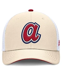 Nike Men's Natural Atlanta Braves Cooperstown Collection Dri-fit Rise Trucker Adjustable Hat