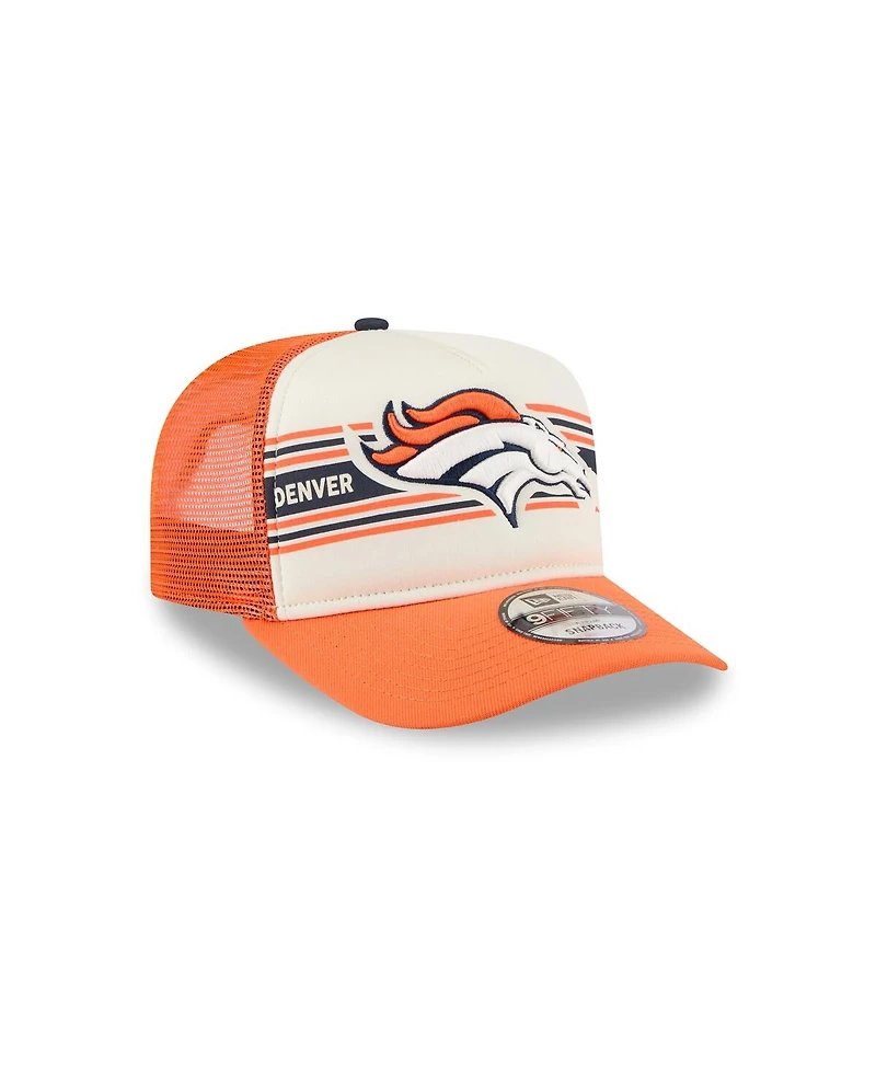 New Era Men's Cream/Orange Denver Broncos Banner A-Frame 9FIFTY Trucker Snapback Hat