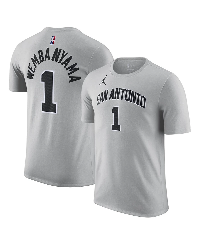 Jordan Men's and Women's Victor Wembanyama Silver San Antonio Spurs Name Number T-Shirt