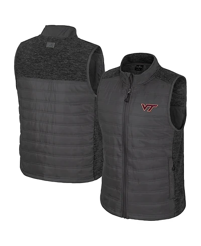 Colosseum Men's Charcoal Virginia Tech Hokies Nightman Full-Zip Puffer Vest