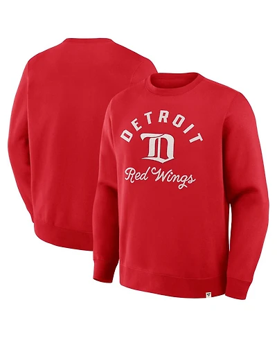 Fanatics Men's Red Detroit Wings Vintage Stickler Sweatshirt